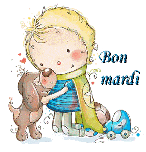 Gif animé Bon mardi enfant chien